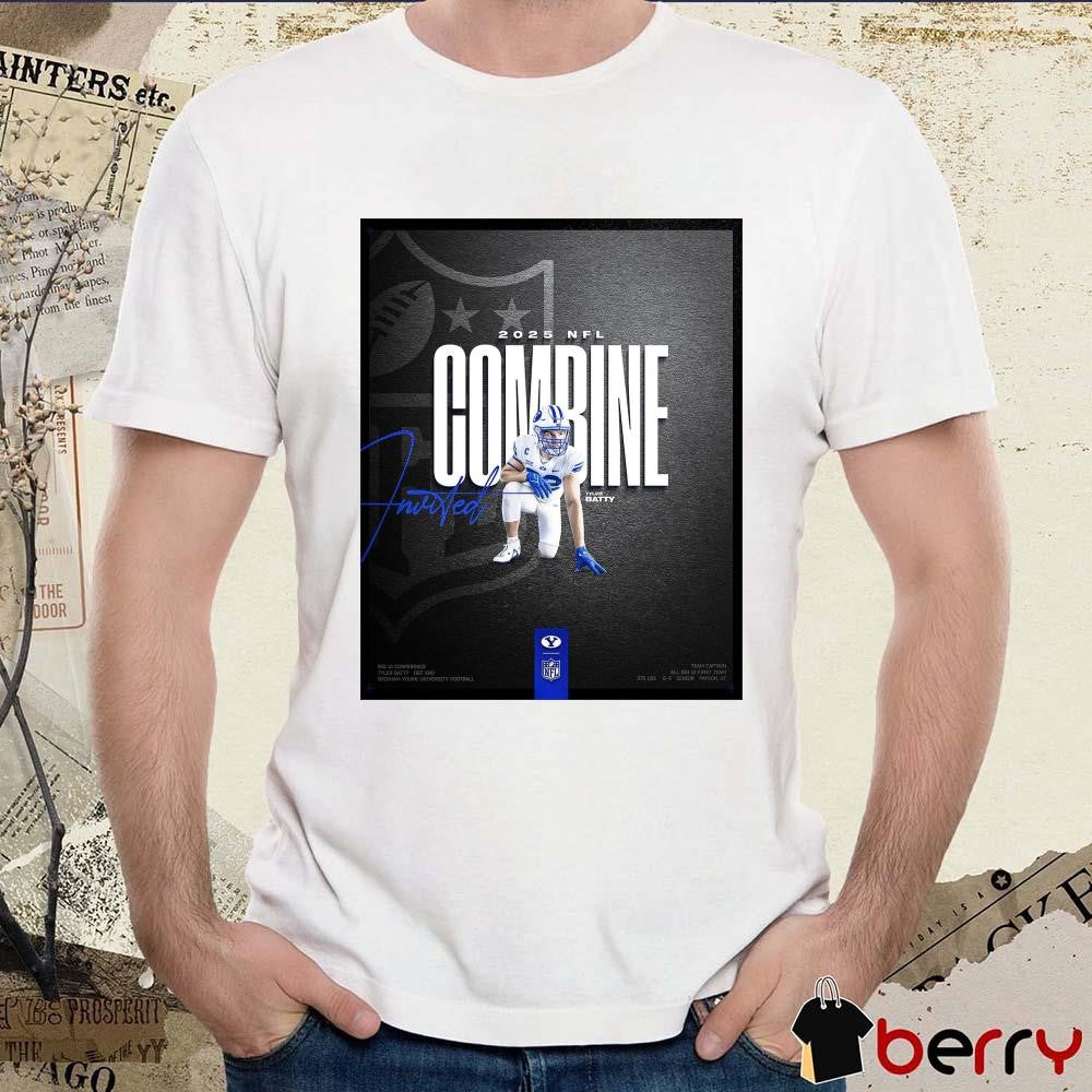 Poster BYU Cougars Tyler Batty 2025 NFL Combine Big 12 Conference Brigham Young University Football Signature t-shirt