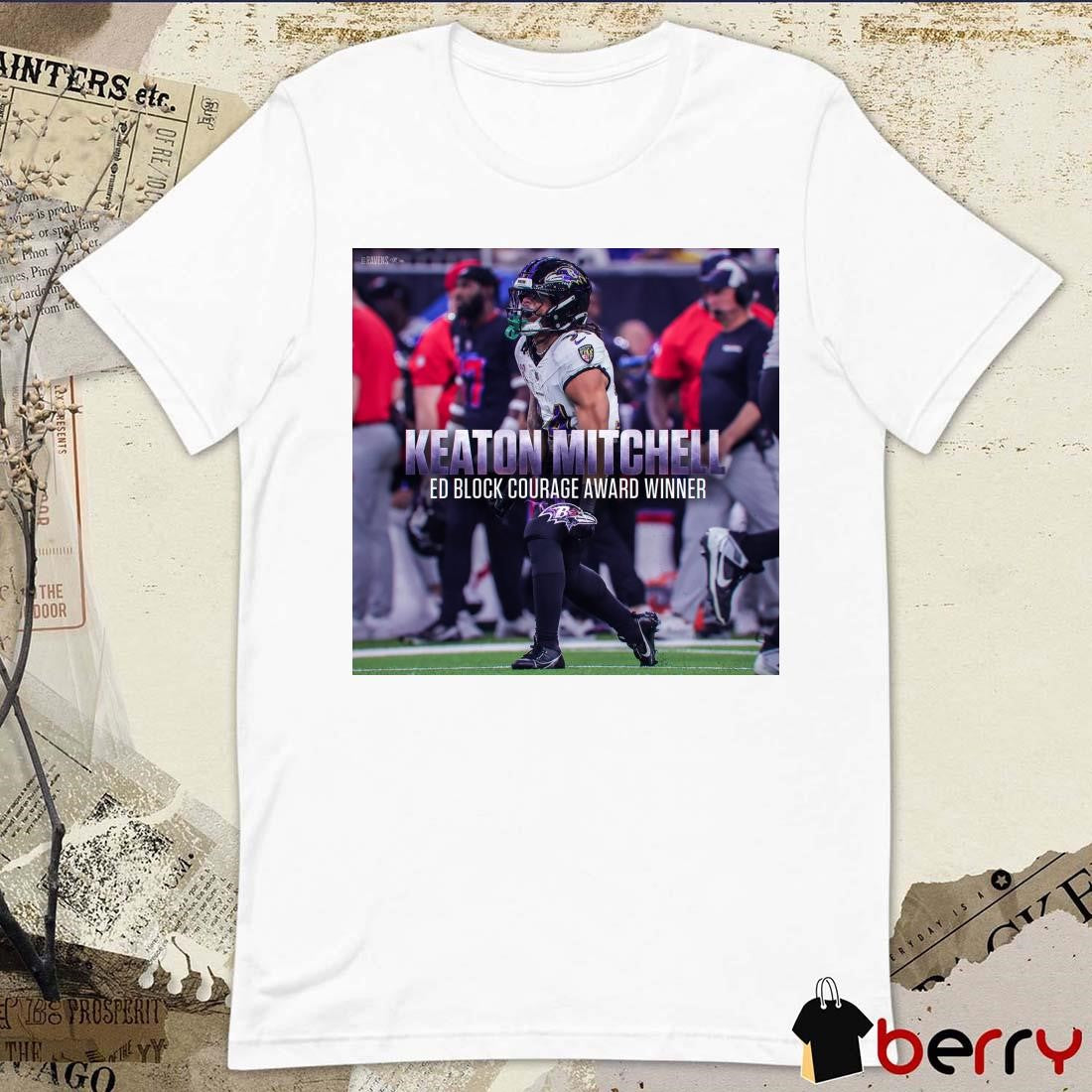 Poster Baltimore Ravens NFL Keaton Mitchell Ed Block Courage Award Winner 2024 t-shirt