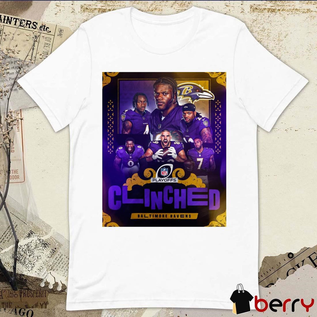 Poster Baltimore Ravens vs Pittsburgh Steelers NFL Playoffs 2024 Clinched Postseason t-shirt