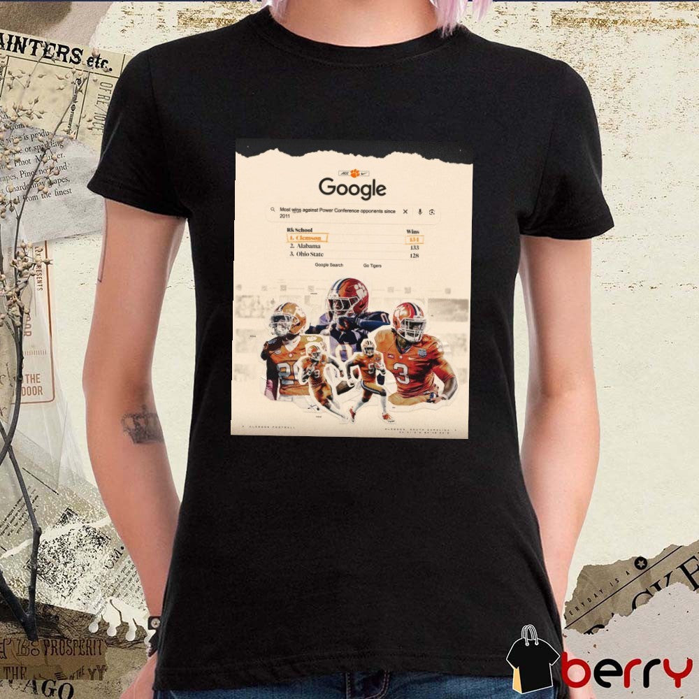 Poster Clemson Tigers football Google Most wins against Power Conference opponents since 2011 Clemson 134 t-shirt