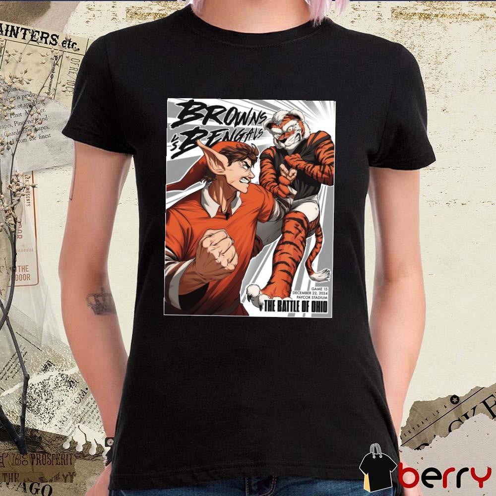 Poster Cleveland Browns Vs Cincinnati Bengals Game 15 December 22 2024 Paycor Stadium The Battle Of Ohio t-shirt