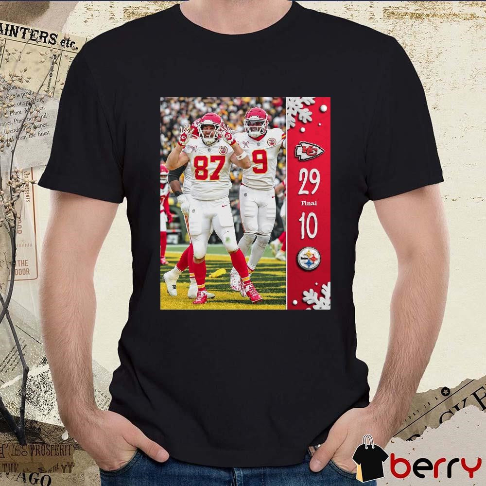 Poster Final Kansas City Chiefs Win Pittsburgh Steelers 29 – 10 Score How The Chiefs Stole Christmas t-shirt