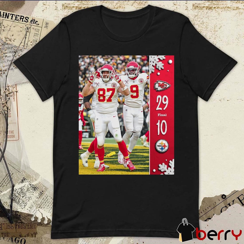 Poster Final Kansas City Chiefs Win Pittsburgh Steelers 29 – 10 Score How The Chiefs Stole Christmas t-shirt