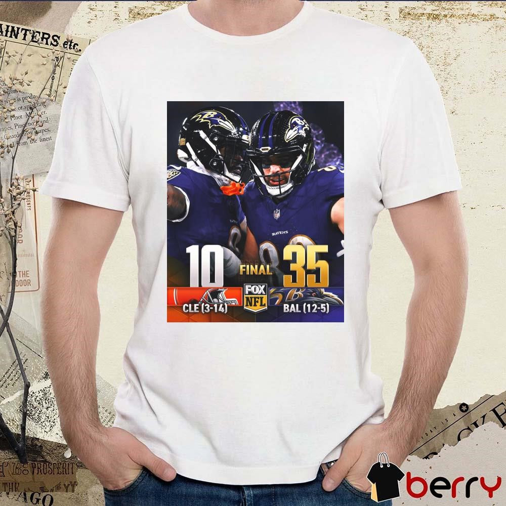 Poster Final Week Cleveland Browns Vs Baltimore Ravens 10 – 35 Score NFL On FOX t-shirt