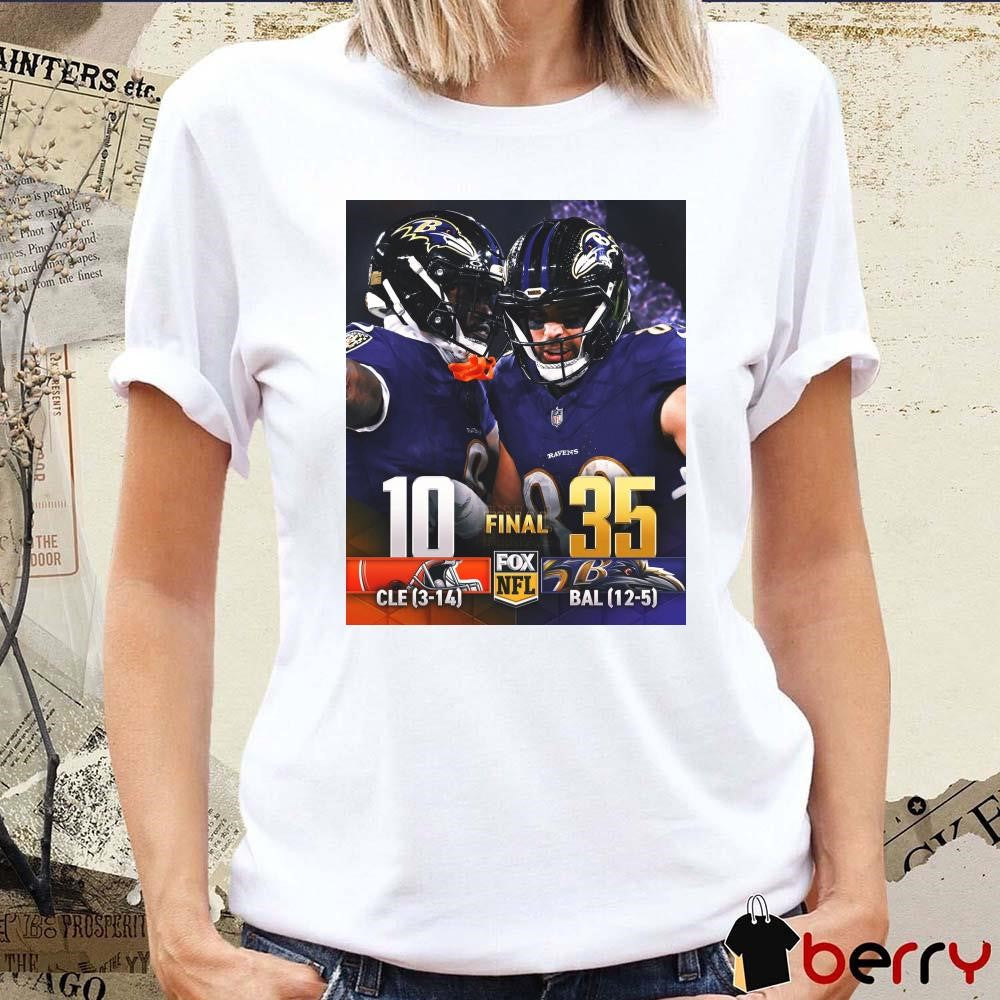 Poster Final Week Cleveland Browns Vs Baltimore Ravens 10 – 35 Score NFL On FOX t-shirt