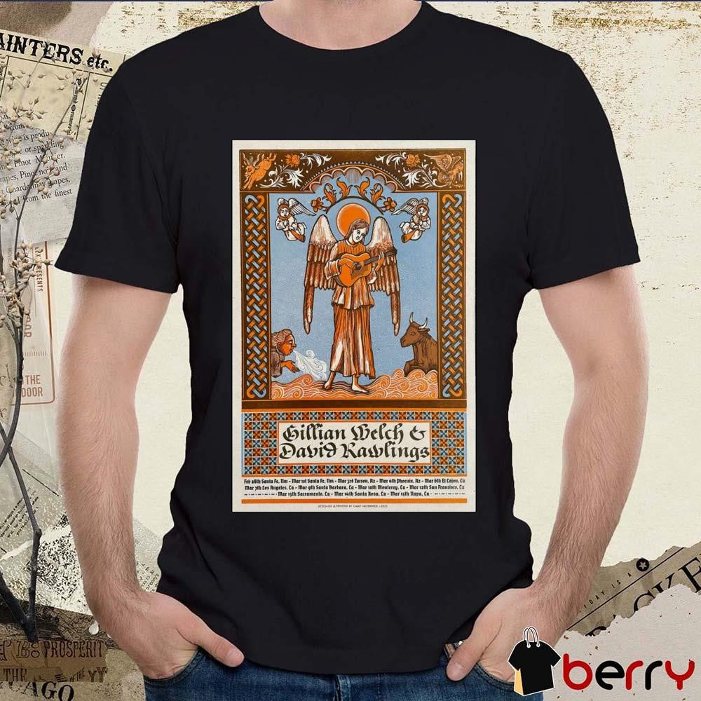 Poster Gillian Welch and David Rawlings West Coast Woodland Tour 2025 February 28th Santa Fe t-shirt