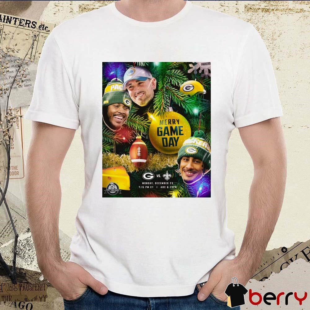 Poster Green Bay Packers Vs New Orleans Saints Monday December 23 Merry Gameday t-shirt