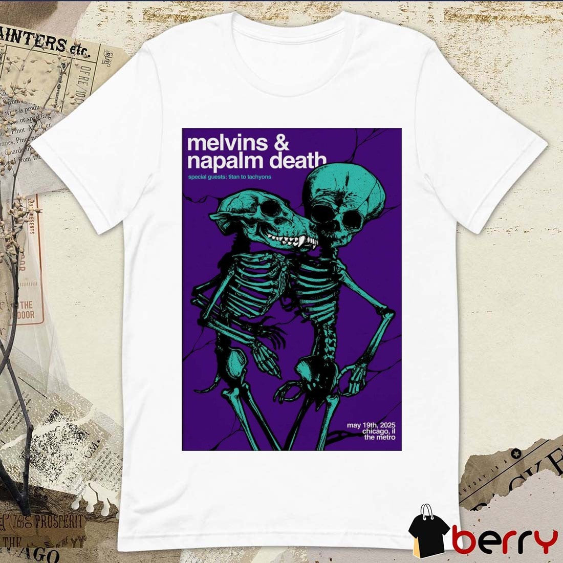 Poster Melvins And Napalm Death May 19 2025 The Metro Chicago IL t-shirt
