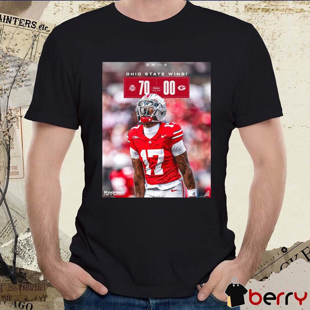Poster Ohio State Buckeyes Win Grambling State Tigers Final Score 70 – 00 t-shirt