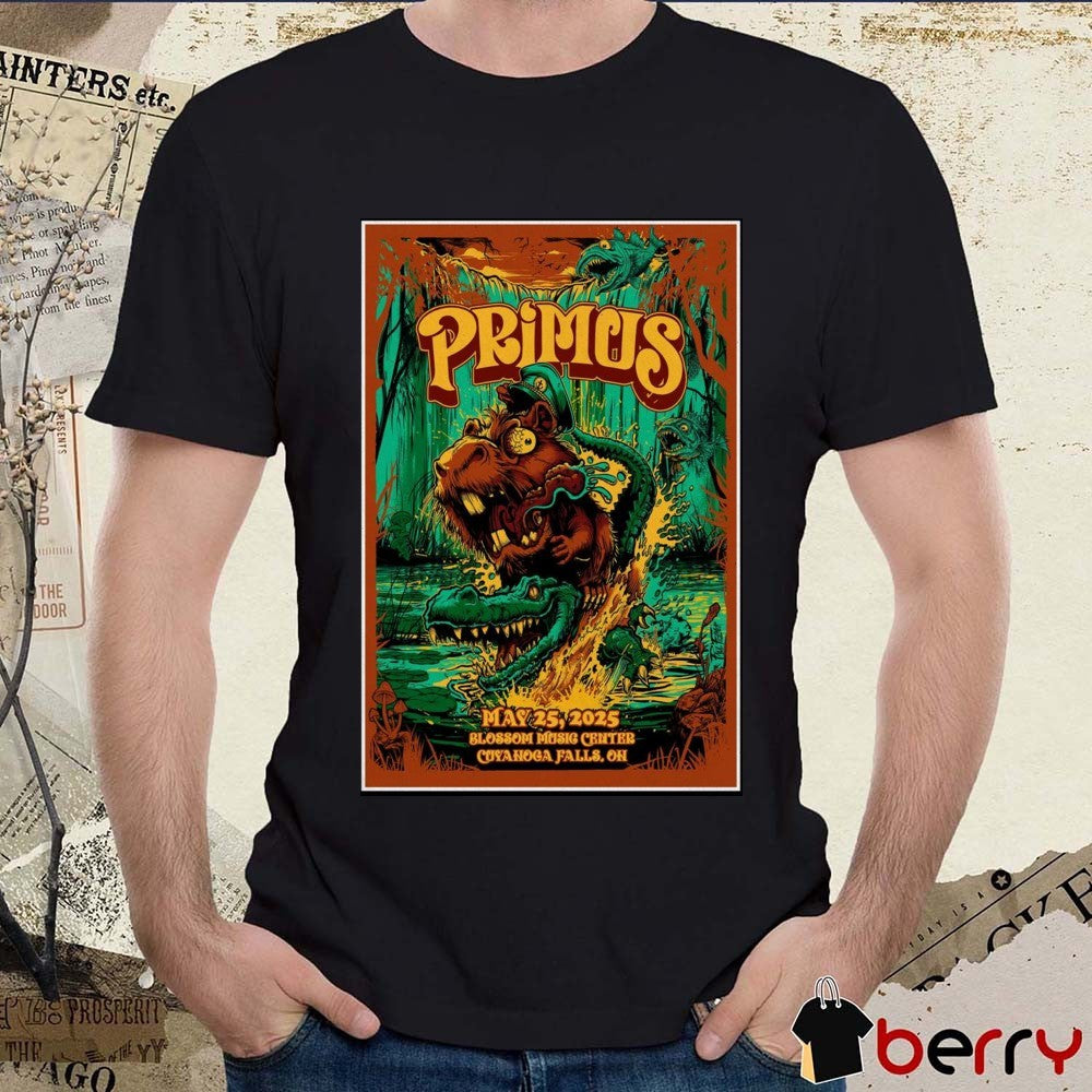Poster Primus Blossom Music Center Cuyahoga Falls OH May 25 2025 Tour t-shirt