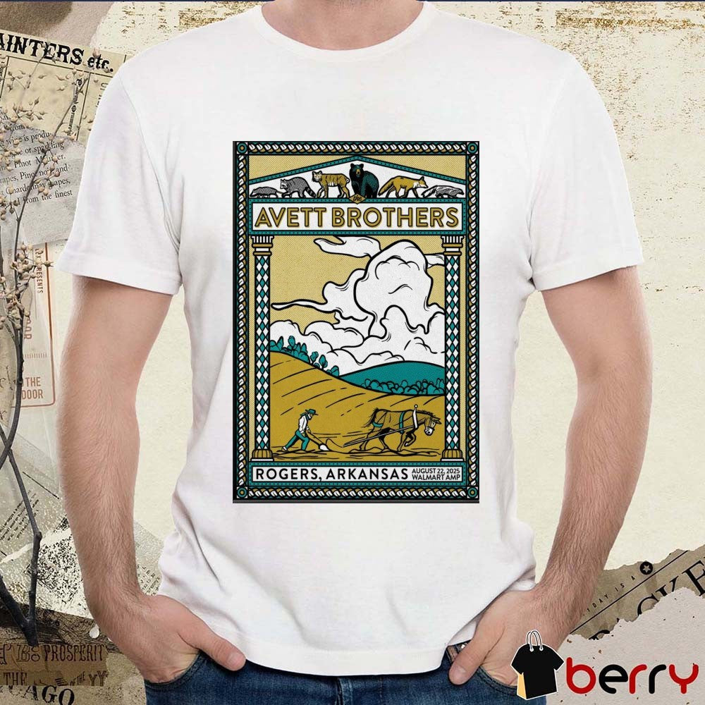 Poster The Avett Brothers August 22 2025 Walmart AMP In Rogers AR t-shirt