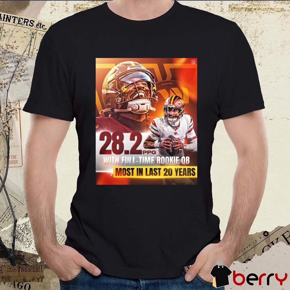 Poster Washington Commanders NFL Jayden Daniels 28.2PPG With Full-Time Rookie QB Most In Last 20 Years t-shirt