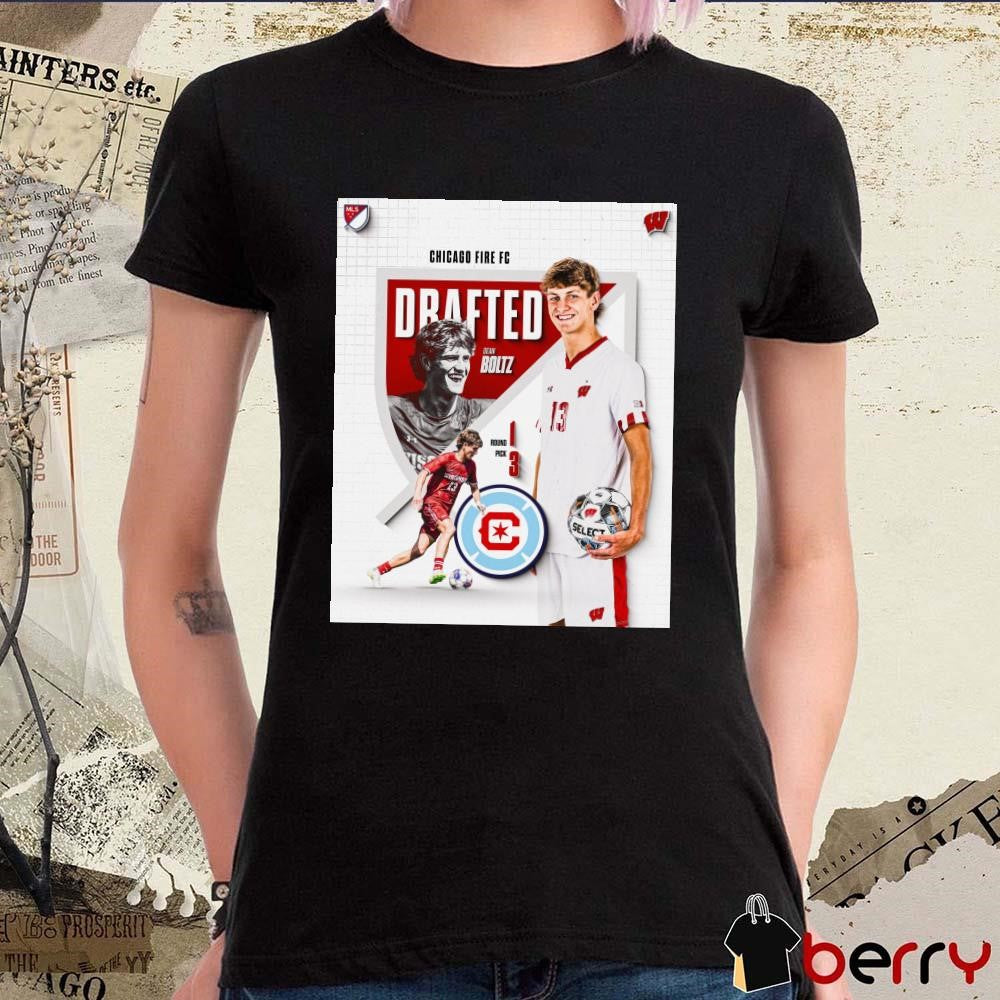 Poster Wisconsin Badgers Dean Boltz Chicago Fire FC Round 1 Pick 3 MLS SuperDraft t-shirt