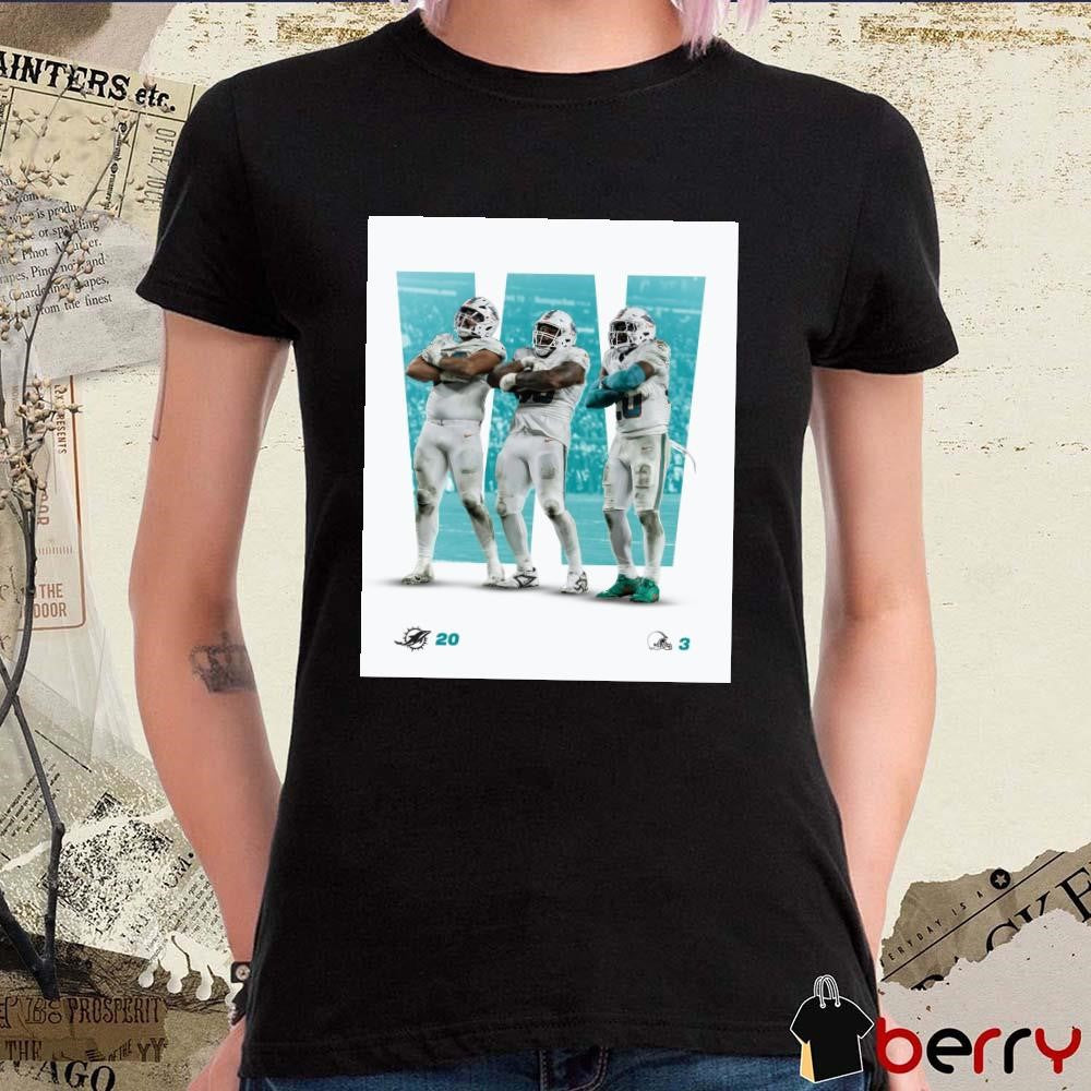 Poster Zach Sieler Da’shawn Hand Jordyn Brooks Miami Dolphins win Cleveland Browns 20 – 3 Score t-shirt