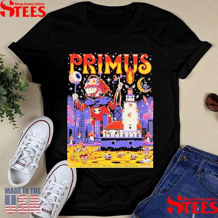 Primus Chicago Illinois 2025 Gig Poster At The Salt Shed On July 11 2025 T-shirt