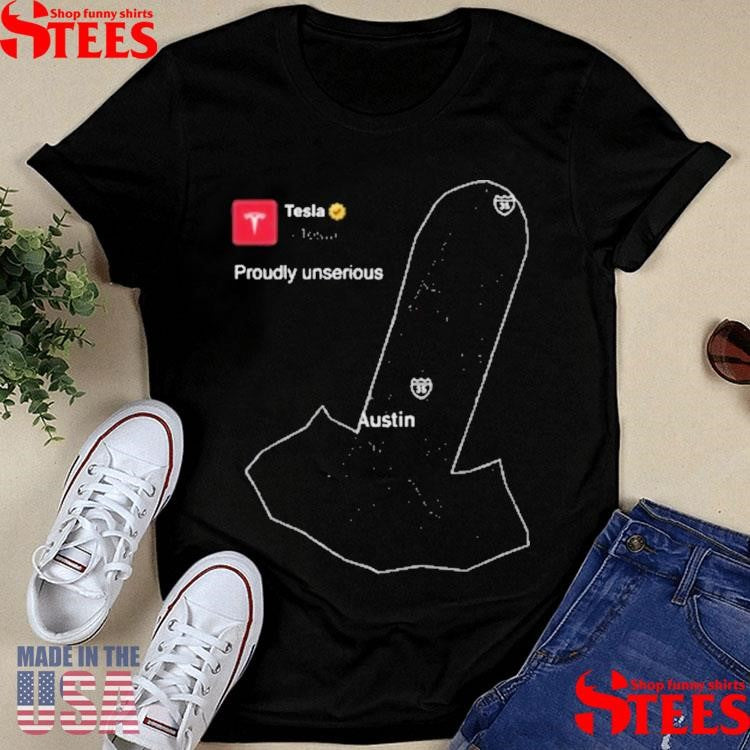 Proudly Unserious Tesla Robotaxi Austin Map T-shirts