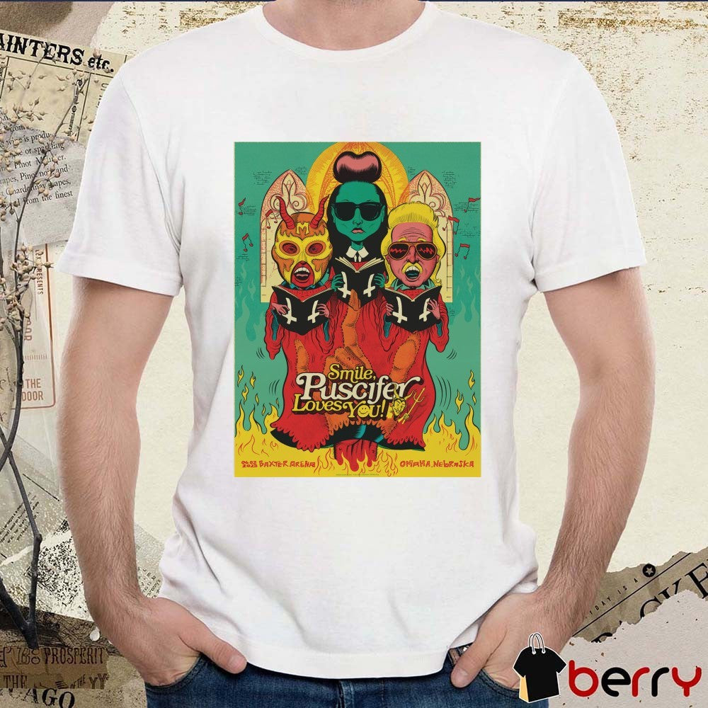 Puscifer Smile Loves You June 03 2025 Baxter Arena Omaha NE Poster t-shirt
