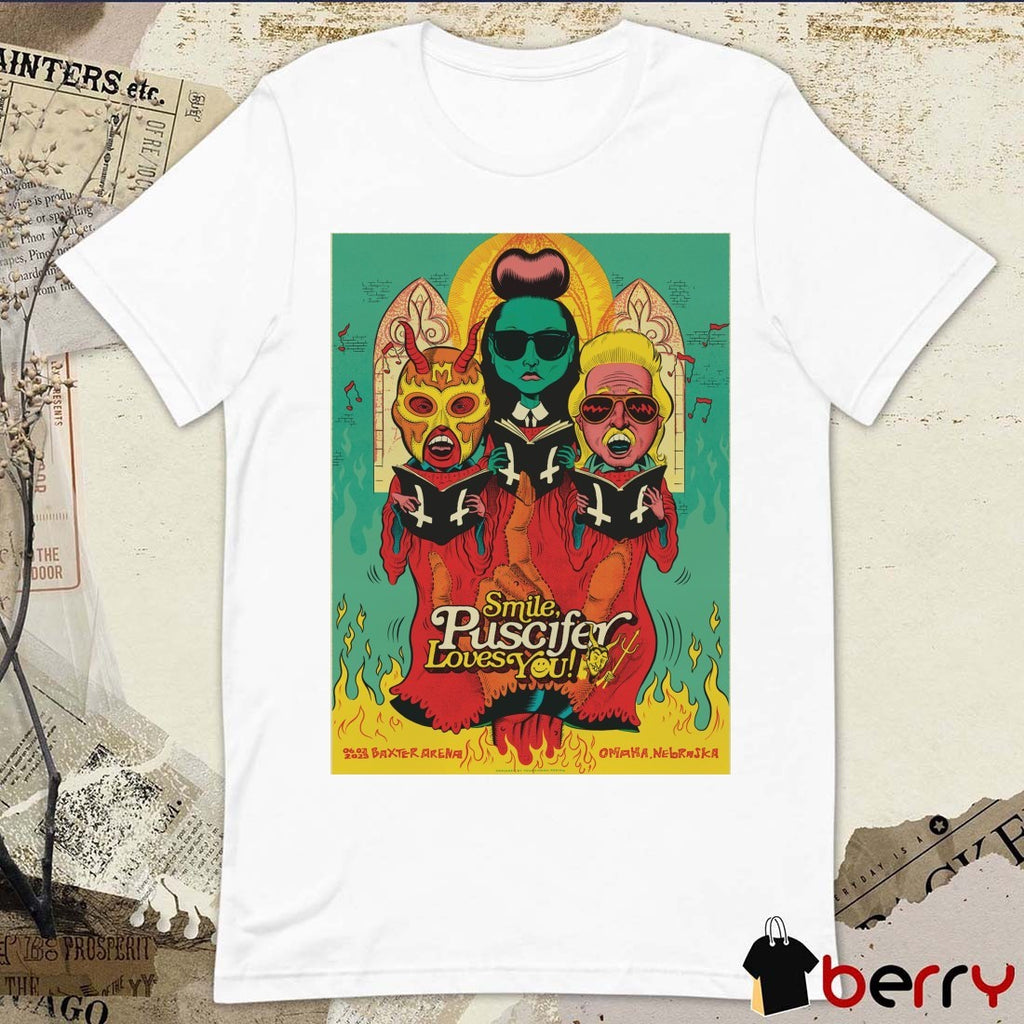 Puscifer Smile Loves You June 03 2025 Baxter Arena Omaha NE Poster t-shirt