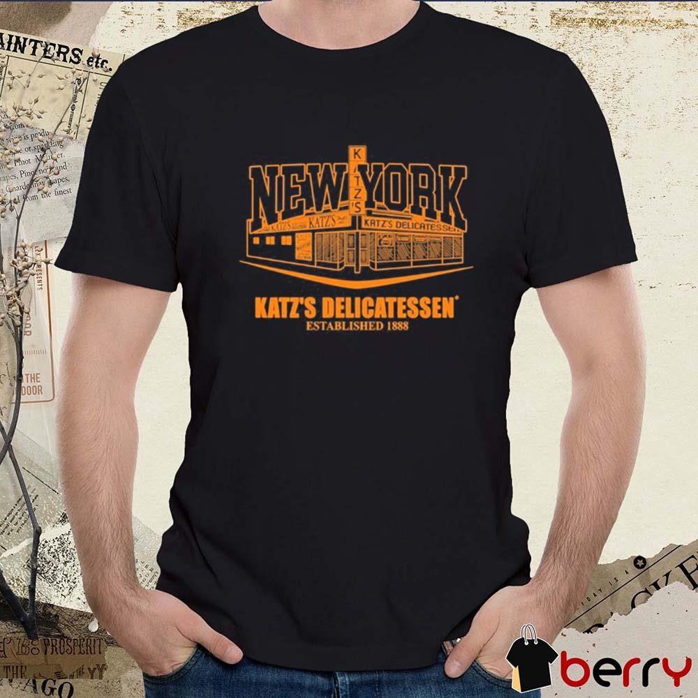 Rebecca Chasen Wearing Knicks X New York Katz’s Delicatessen Est 1888 t-shirt
