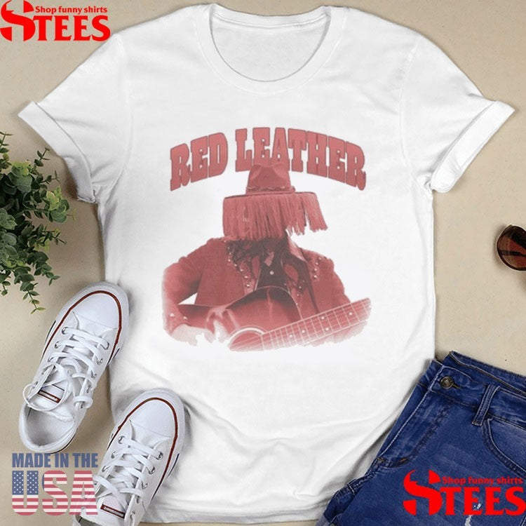 Red Leather Hat Guitar Shirts