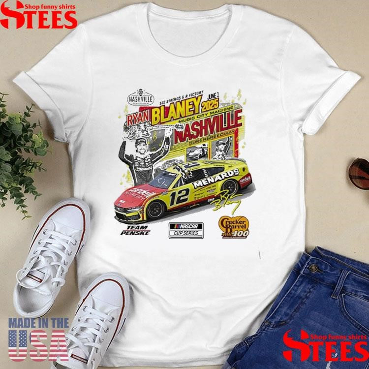 Ryan Blaney Checkered Flag Sports 2025 Cracker Barrel 400 Race Winner Shirts