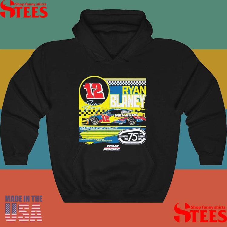 Ryan Blaney Checkered Flag Sports Navy Menards Darlington Raceway Throwback Car Shirts
