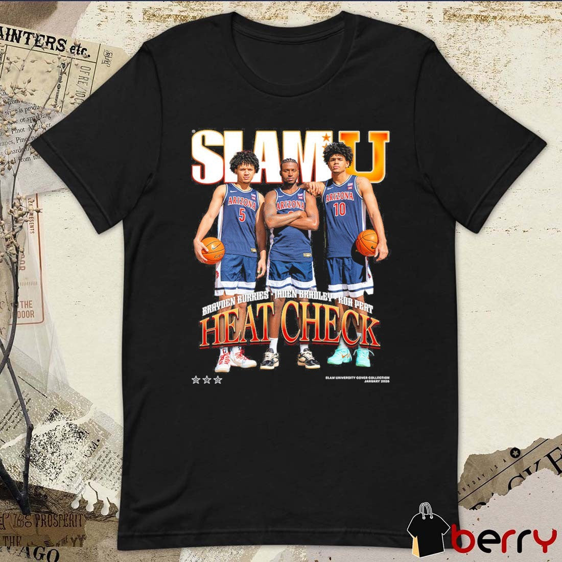 SLAM U Cover Arizona MBB Brayden Burries Jaden Bradley Koa Peat Heat Check t-shirt