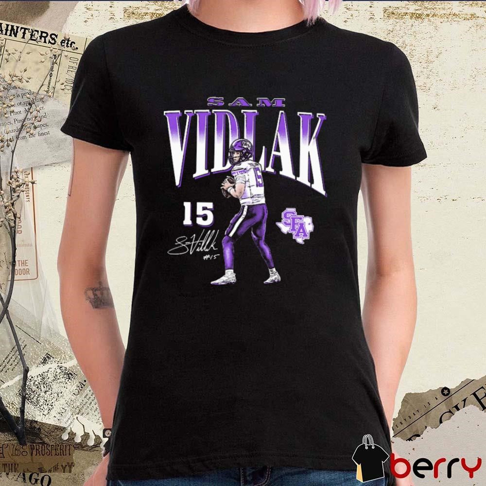 Sam Vidlak Stephen F. Austin Lumberjacks Football Cartoon Signature t-shirt