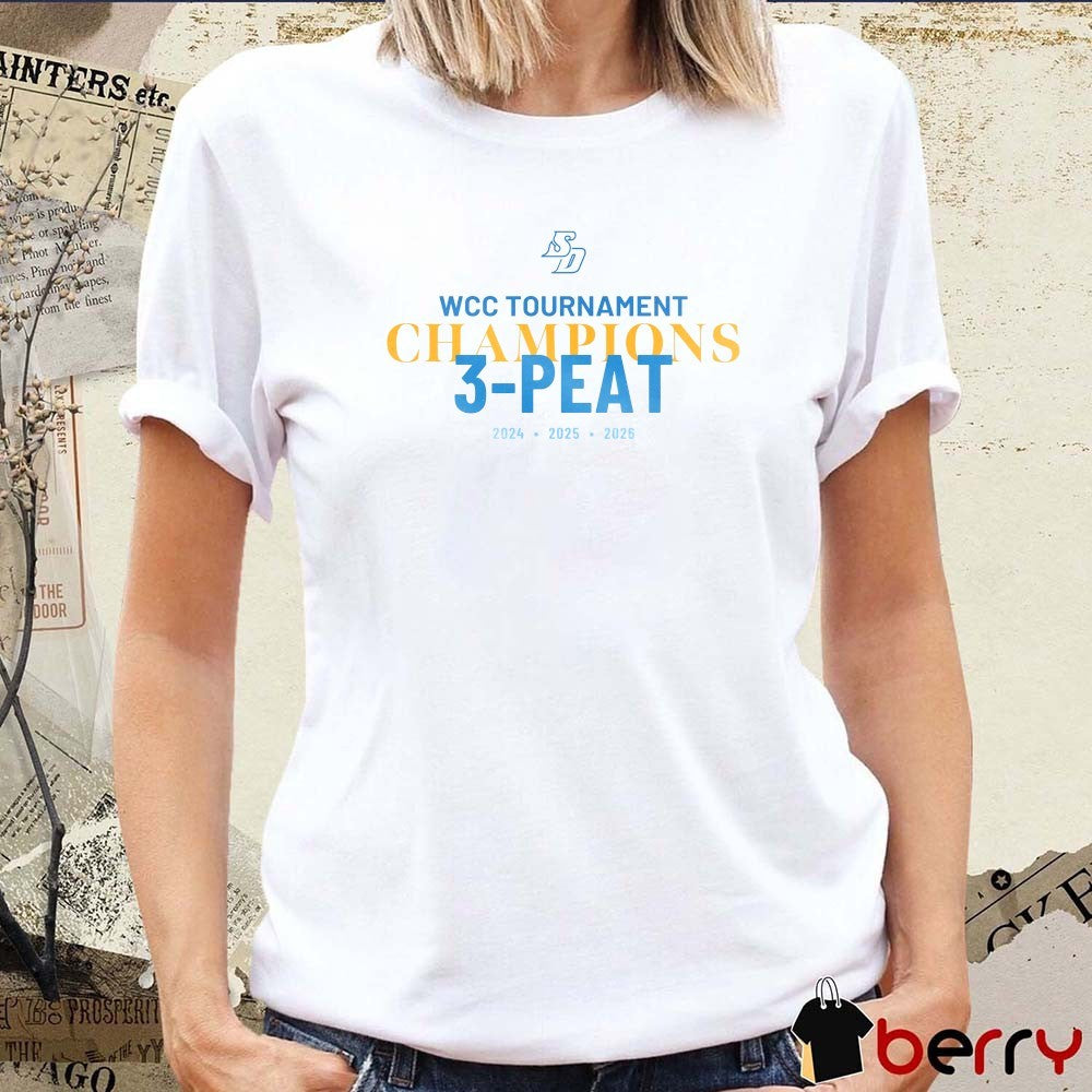 San Diego Men’s Tennis WCC Tournament Champions 3-peat 2024 2025 2026 t-shirt