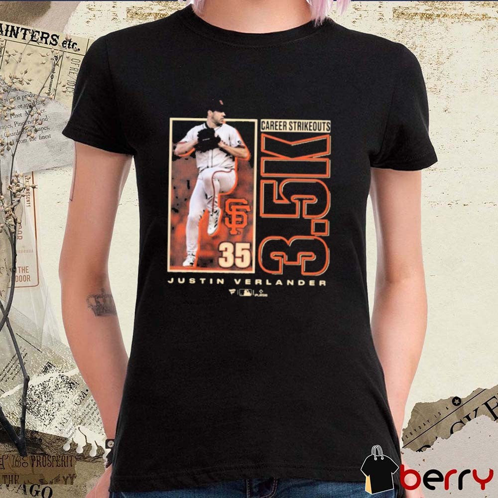 San Francisco Giants Baseball MLB Justin Verlander 3,500 Career Strikeouts Graphic t-shirt