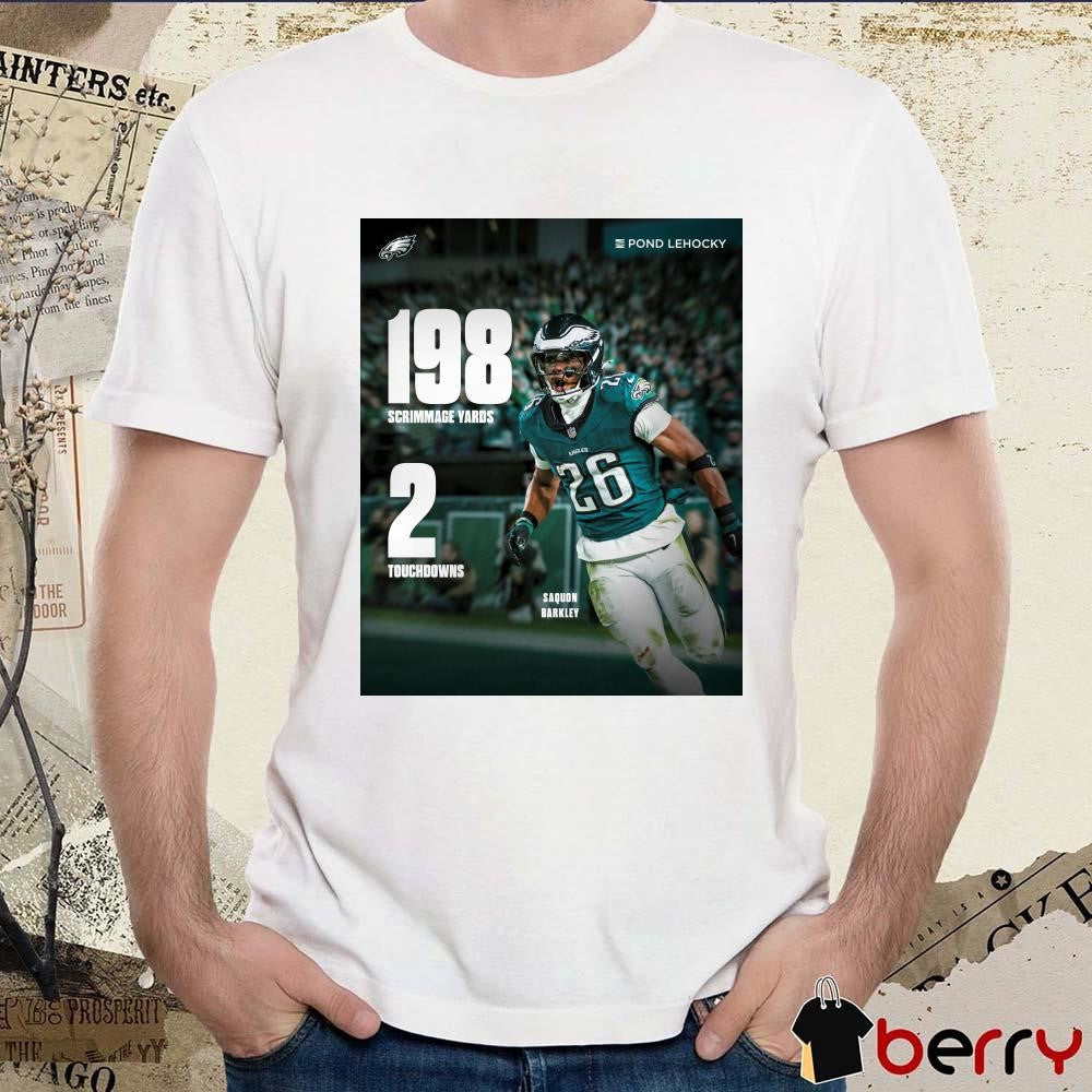 Saquon Barkley 198 Scrimmage Yards 2 Touchdowns Philadelphia Eagles NFL Poster t-shirt