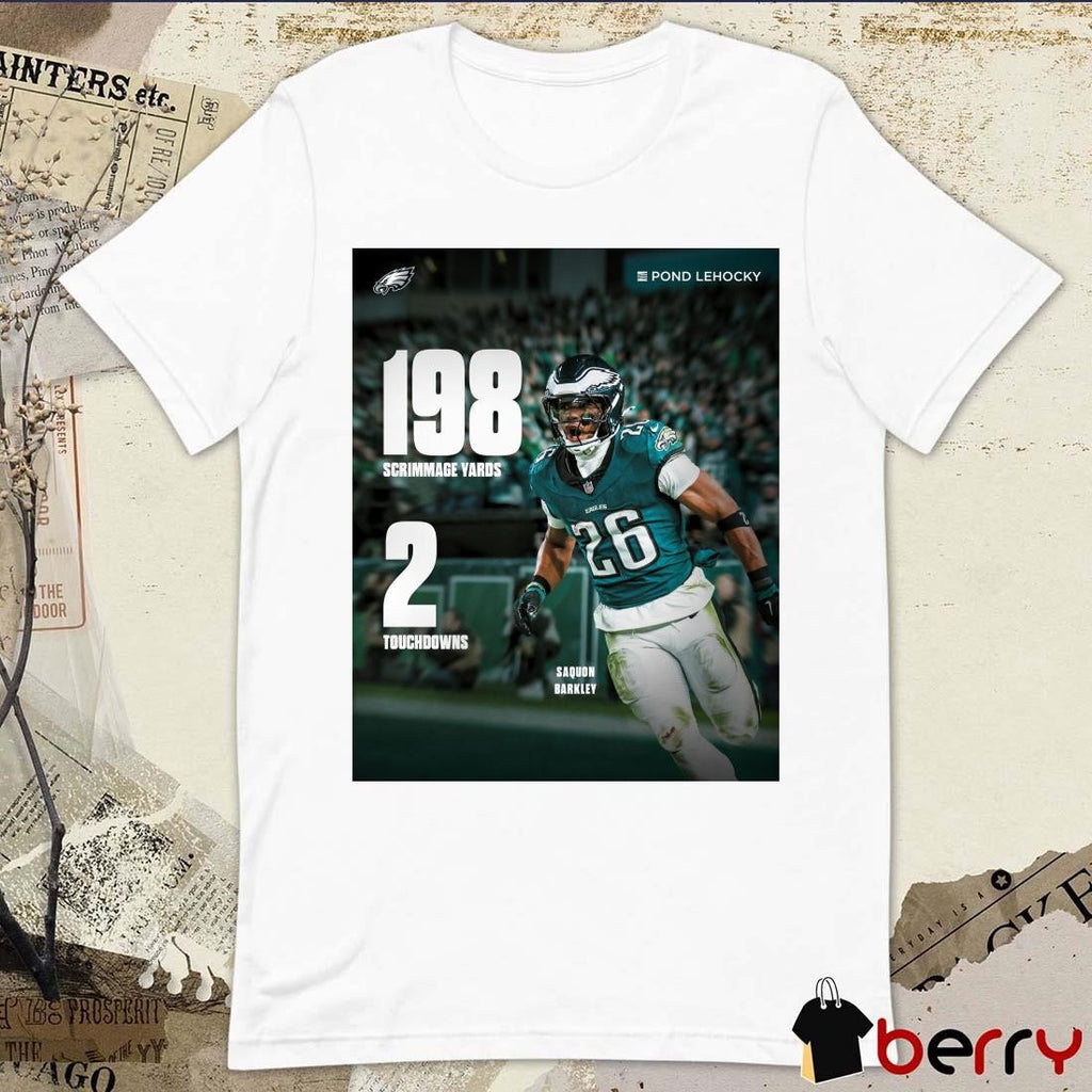 Saquon Barkley 198 Scrimmage Yards 2 Touchdowns Philadelphia Eagles NFL Poster t-shirt
