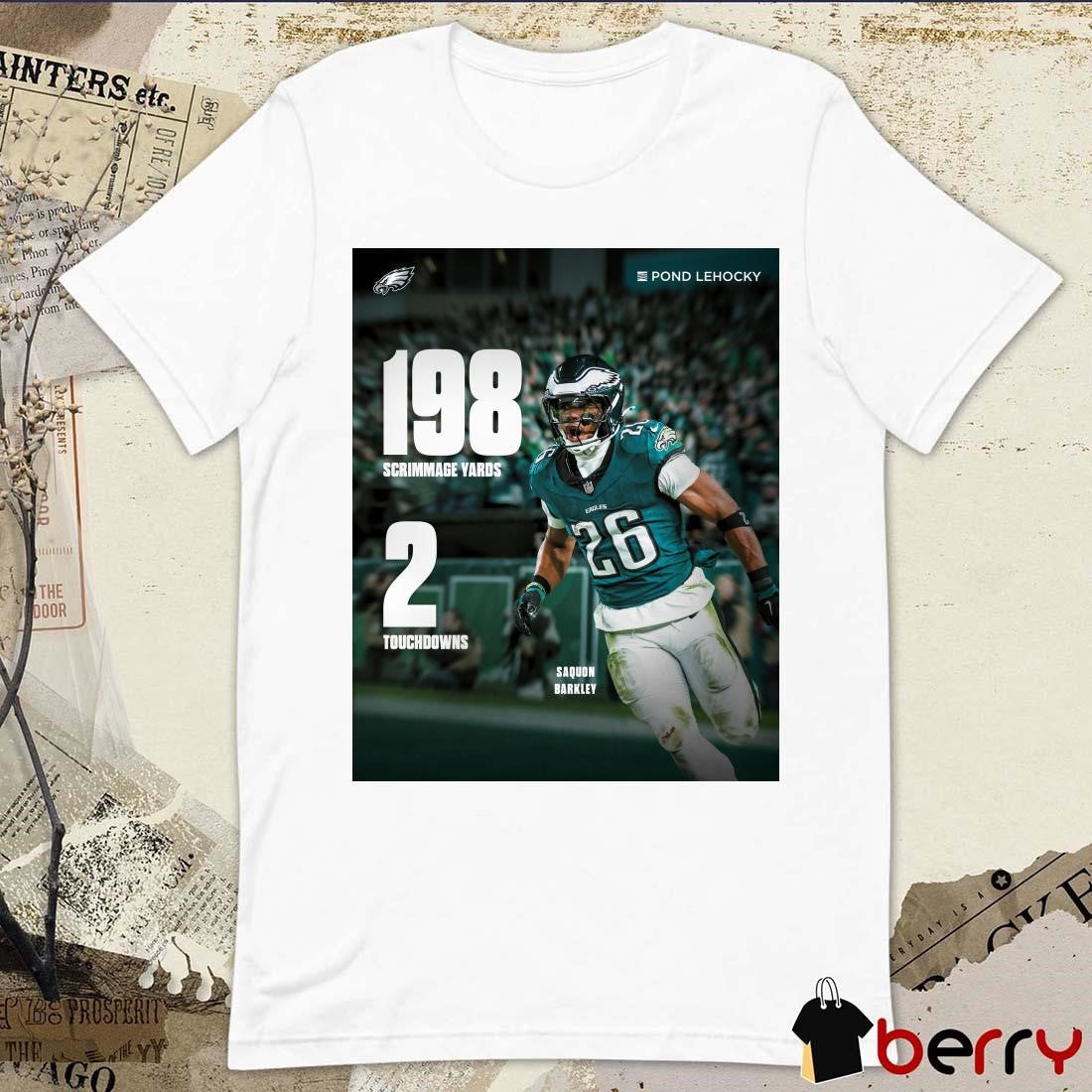 Saquon Barkley 198 Scrimmage Yards 2 Touchdowns Philadelphia Eagles NFL Poster t-shirt