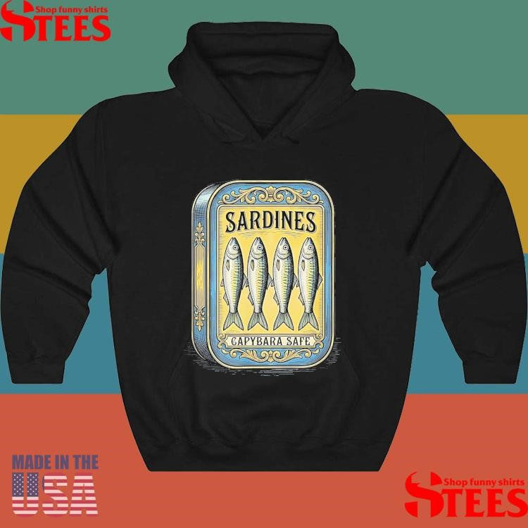 Sardines Vintage Retro Canned Fish Parody Fun Capybara Safe T-shirt