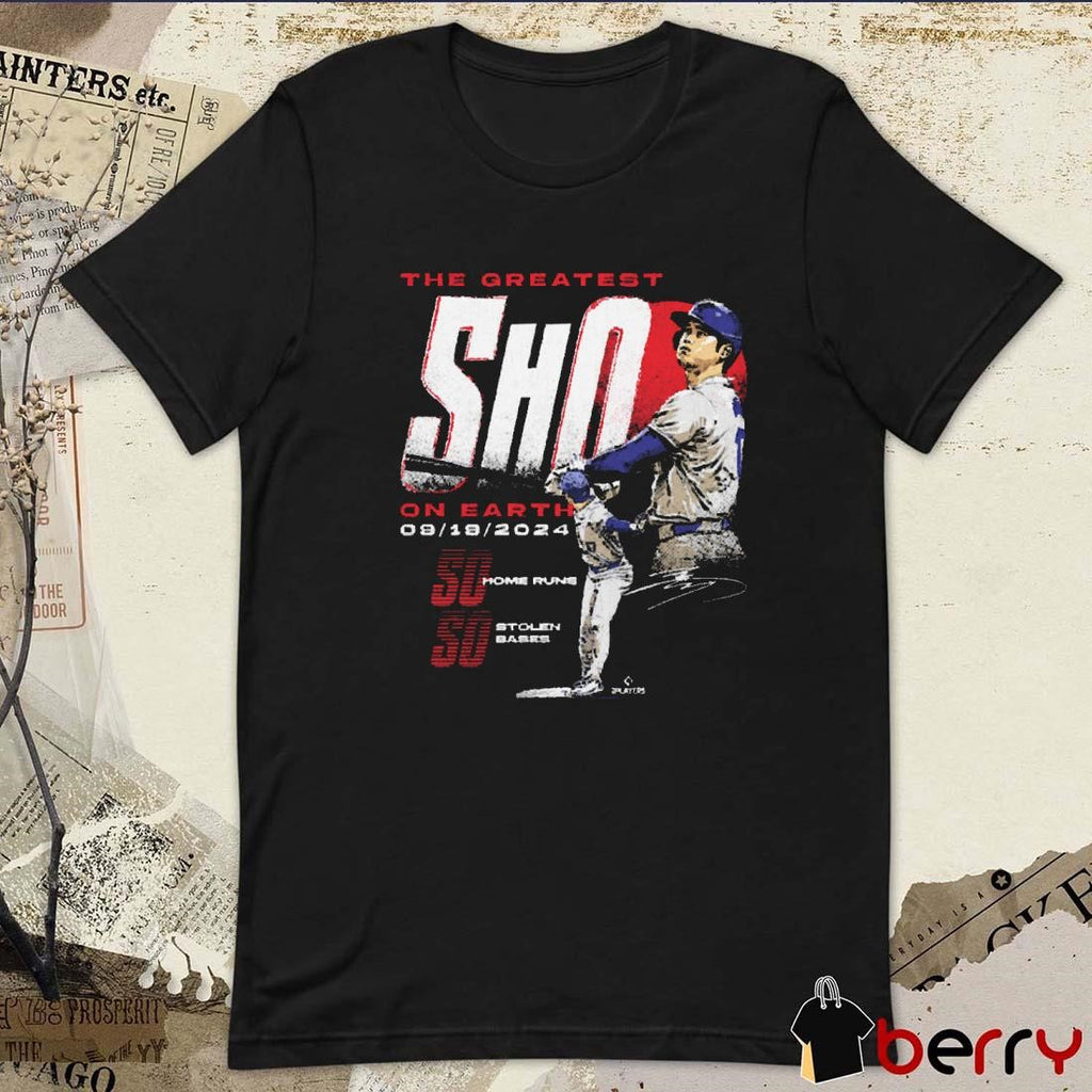 Shohei Ohtani Los Angeles Dodgers 50-50 Club The Greatest SHO On Earth 09 19 2024 Signature t-shirt