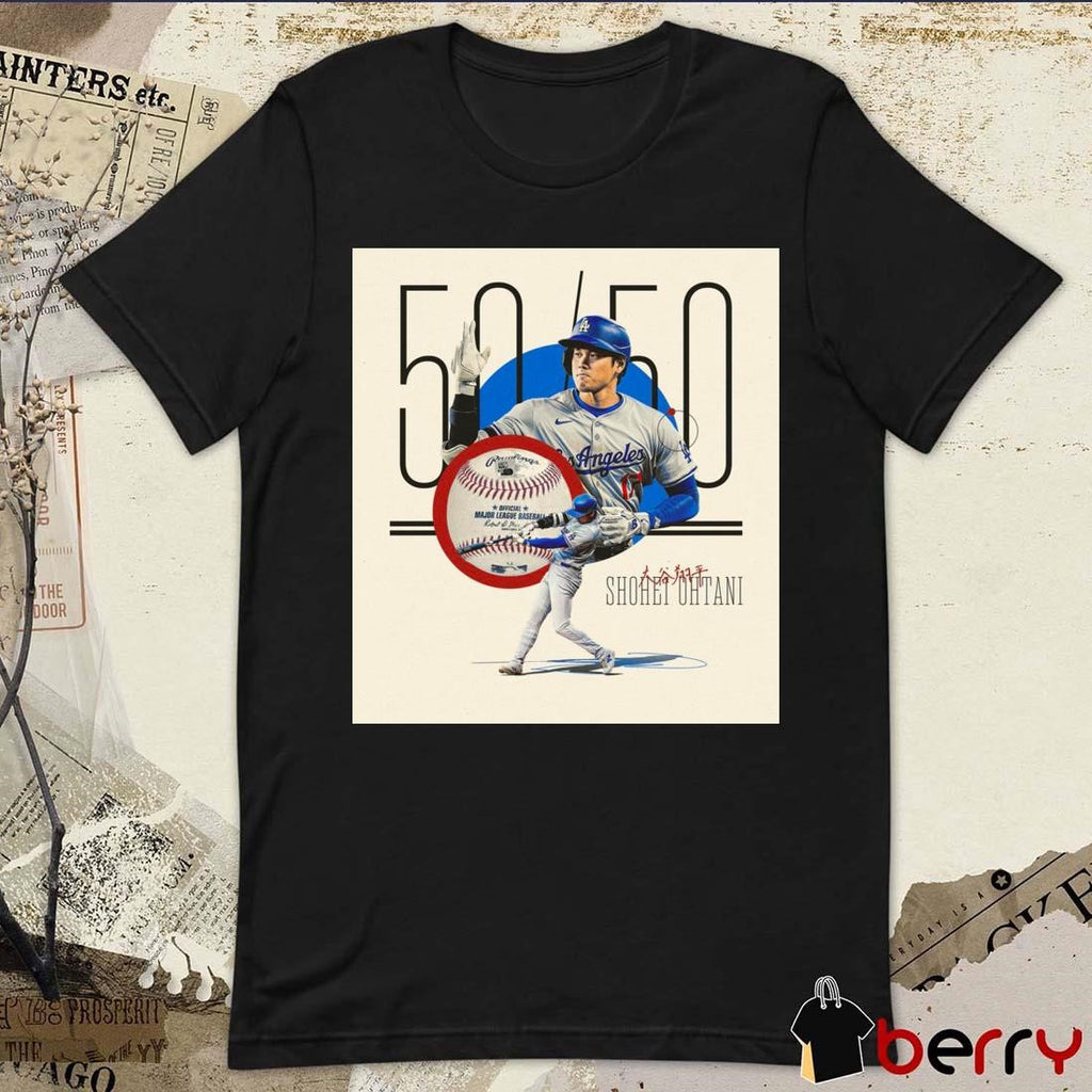 Shohei Ohtani Los Angeles Dodgers MLB 50 50 Major League Baseball Sets Another Record Poster t-shirt