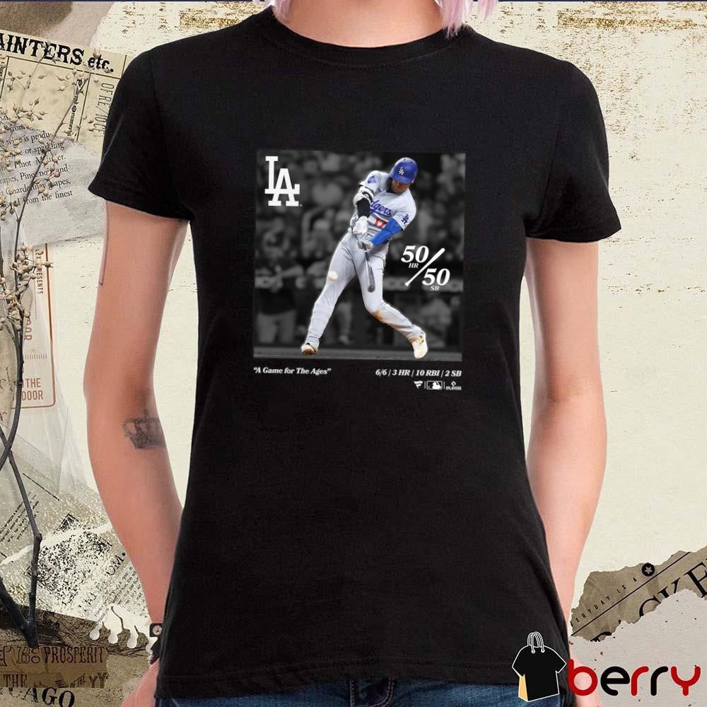 Shohei Ohtani Los Angeles Dodgers MLB A Game For The Ages 50 HR 50 SB t-shirt