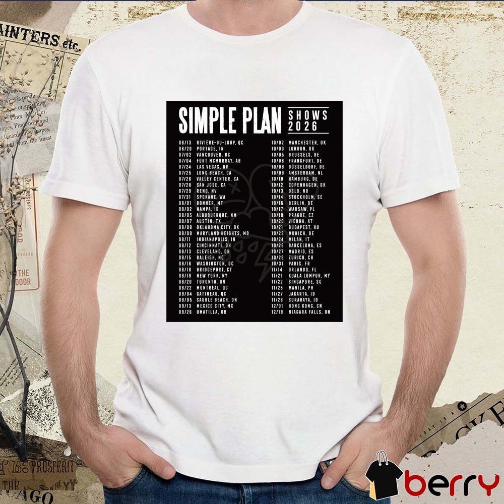 Simple Plan Bigger Than You Think Tour 2026 Europe, UK and Southeast Asia Poster t-shirt