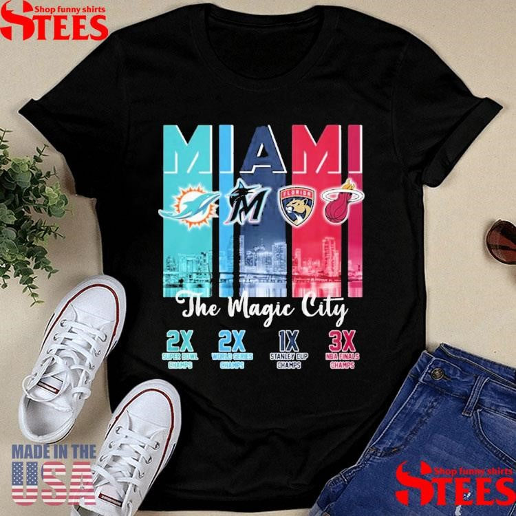 Skyline Miami Sports Dolphins Marlins Heart Florida Panthers The Magic City Shirts