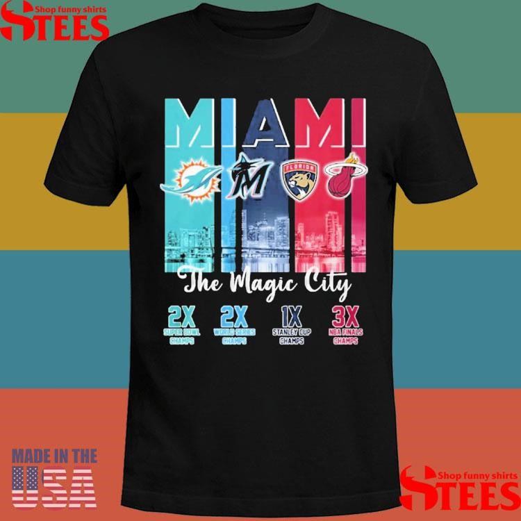 Skyline Miami Sports Dolphins Marlins Heart Florida Panthers The Magic City Shirts