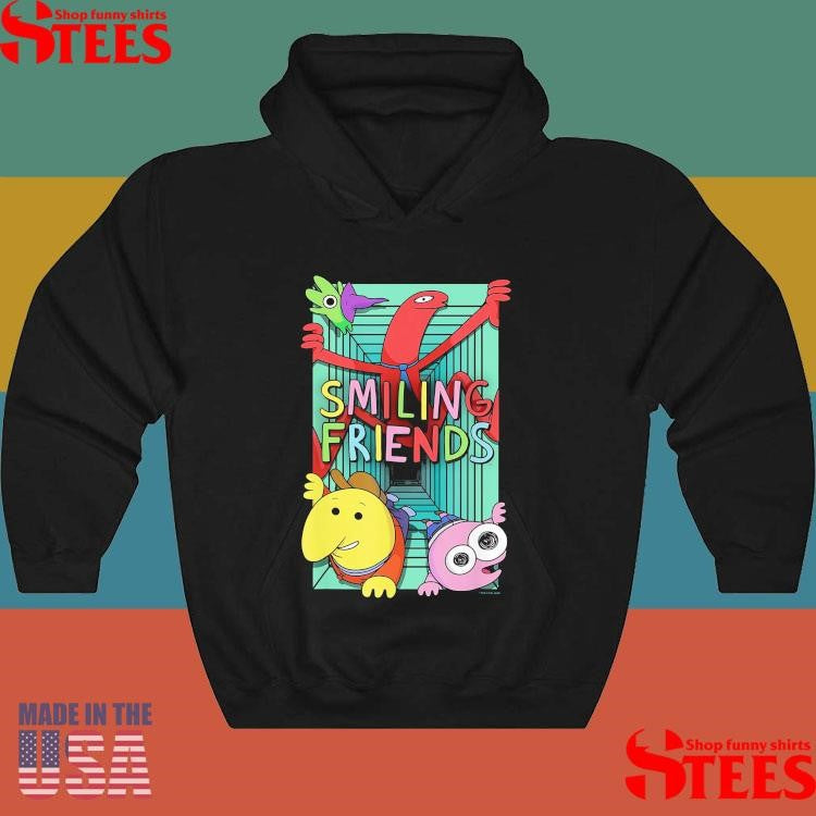 Smiling Friends Crawling Character Collage Cartoon T-shirt
