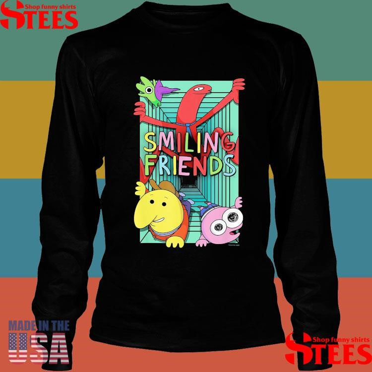 Smiling Friends Crawling Character Collage Cartoon T-shirt