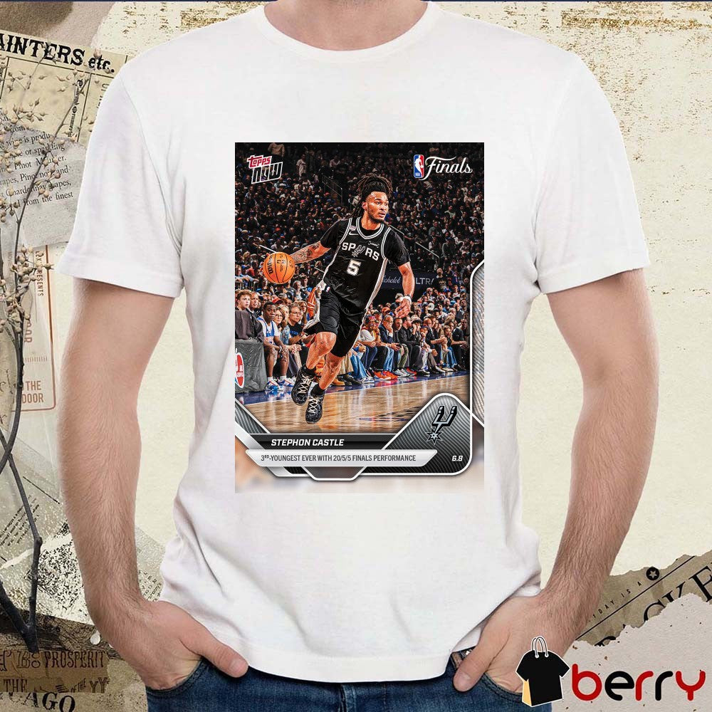 Stephon Castle 3rd Youngest Ever With 20 5 5 Finals Performance 2025-26 NBA Topps NOW t-shirt