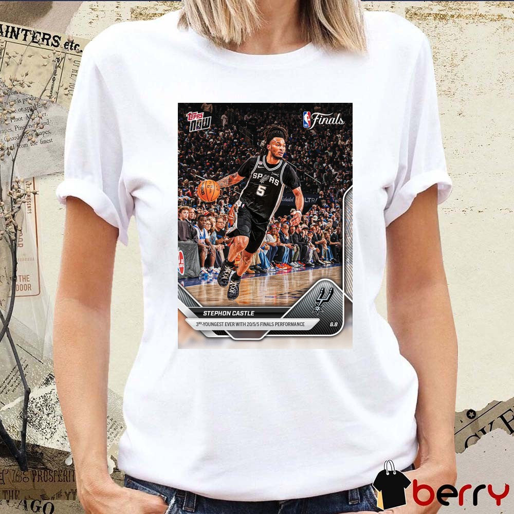 Stephon Castle 3rd Youngest Ever With 20 5 5 Finals Performance 2025-26 NBA Topps NOW t-shirt