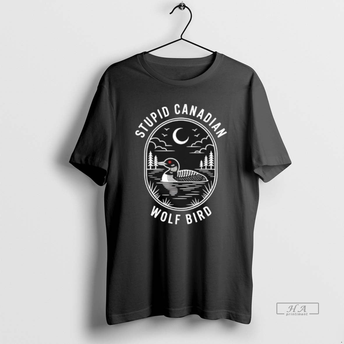 Official Stupid Canadian Wolf Bird Loon Hockey Wildlife T-Shirts, Hoodie, Sweatshirt | CiraTrend.com