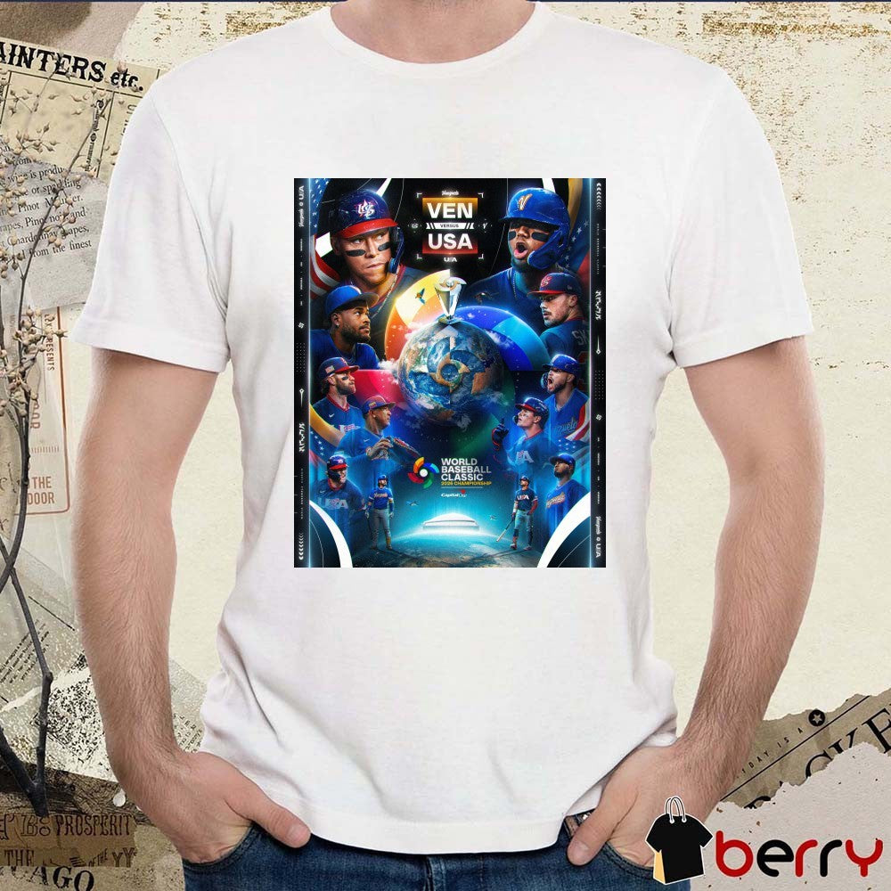 Team Venezuela vs. Team USA World Baseball Classic 2026 Championship Poster t-shirt