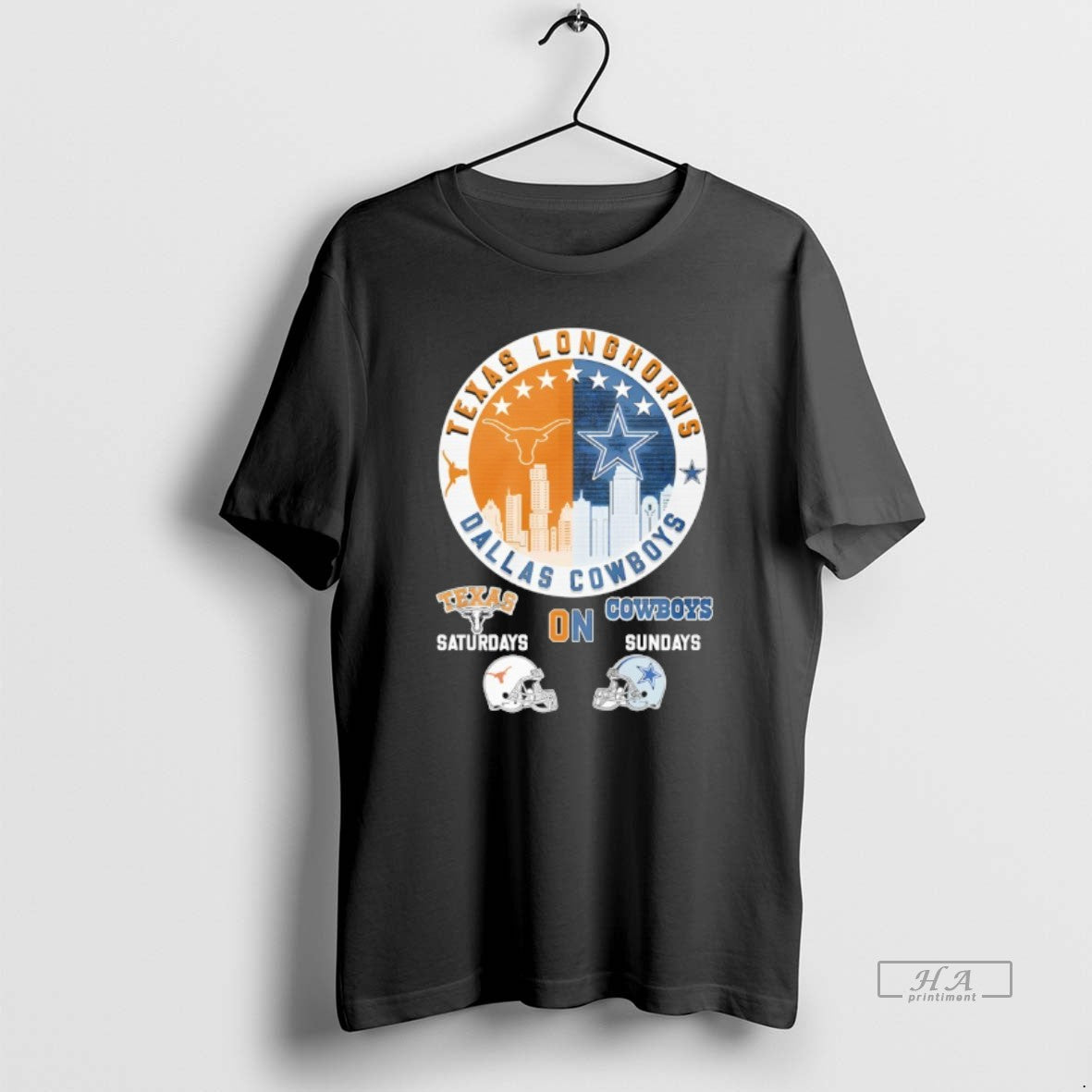 Official Texas Longhorns On Saturdays And Dallas Cowboys On Sundays Helmet Logo Mashup T-Shirts, Hoodie, Sweatshirt