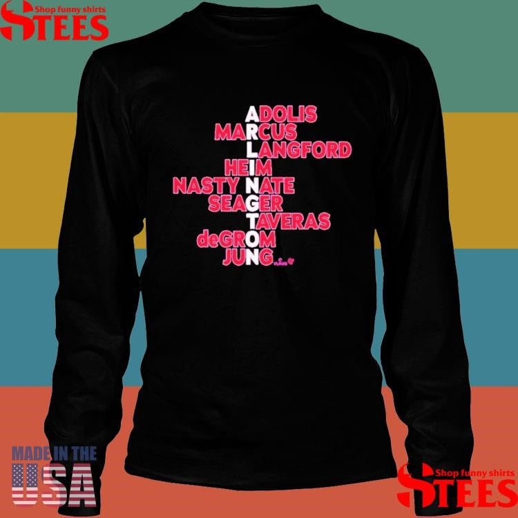 Texas Rangers Adolis Marcus Langford Heim Nasty Nate Seager Taveras Degrom Jung Arlington Names 2025 Shirts