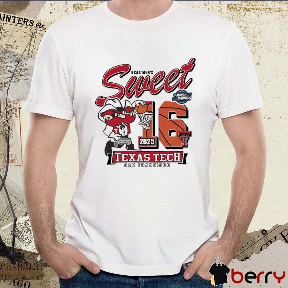 Texas Tech Red Raiders Basketball 2025 NCAA Tournament Men’s Sweet 16 Dunk On You Ivory San Francisco Mascot t-shirt