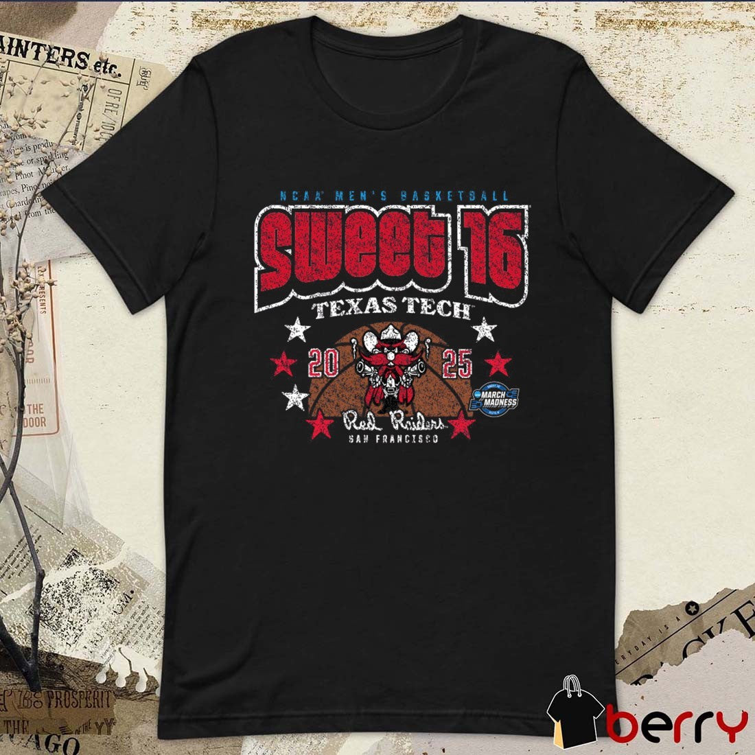 Texas Tech Red Raiders Basketball NCAA Tournament Men’s Sweet 16 March Madness Star Struck San Francisco Vintage 2025 t-shirt